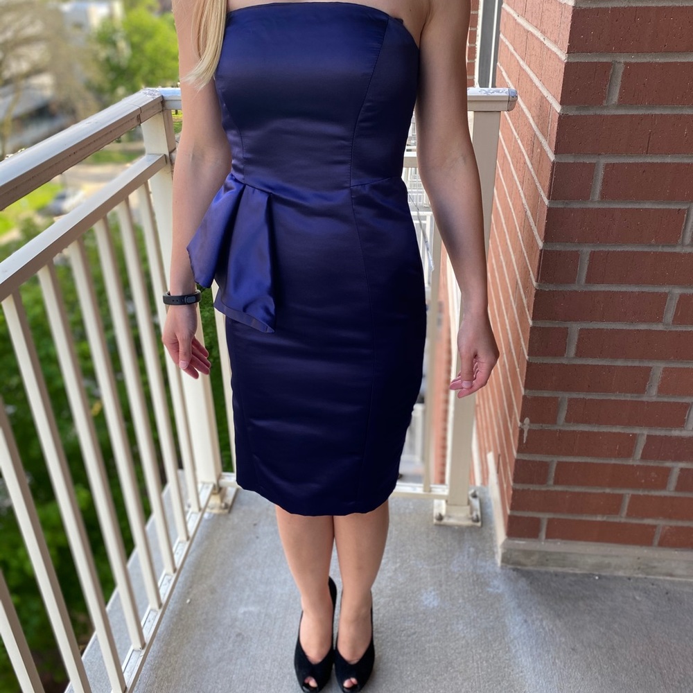 NWT Zara Dress Satin Purple w/ Side Ruffle